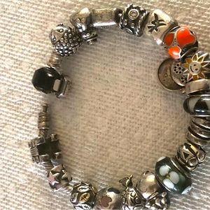 Pandora Bracelet 7 inch 18 Pandora charms...all authentic Pandora